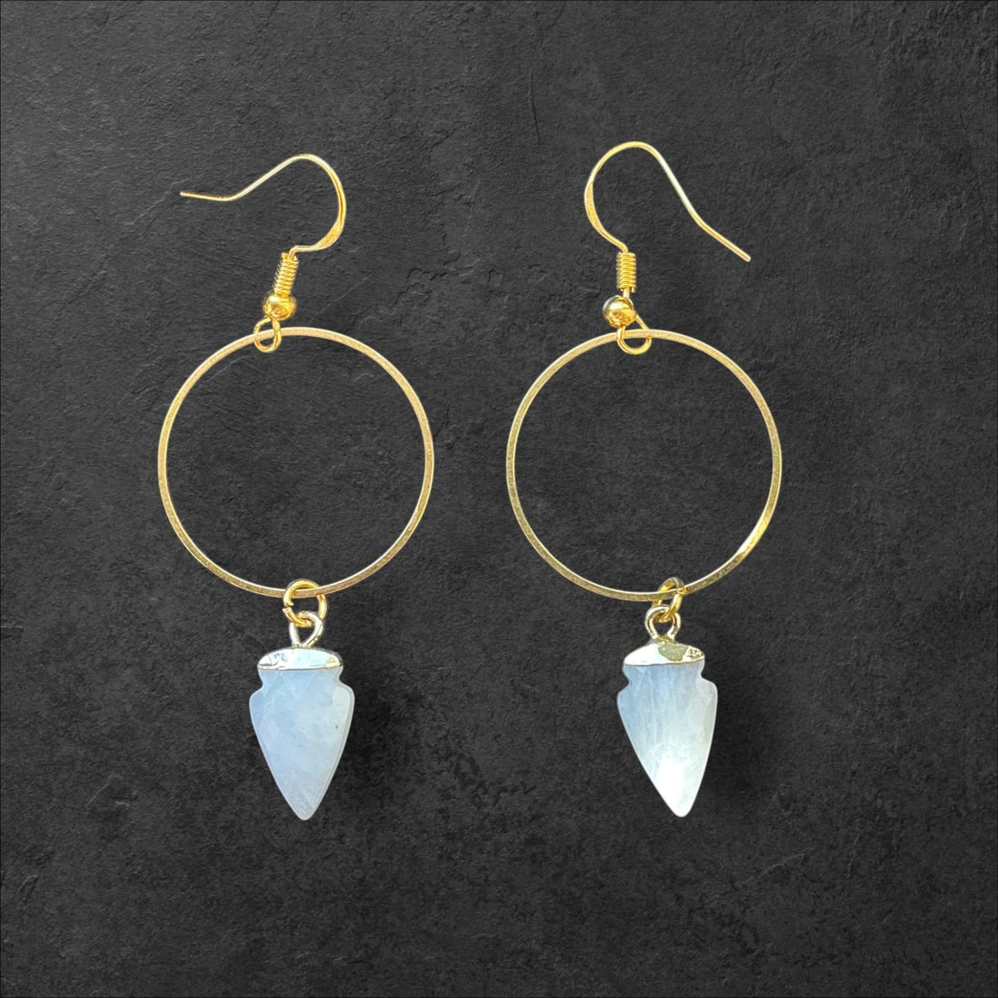 Arrowhead  Moonstone Gold Hoops