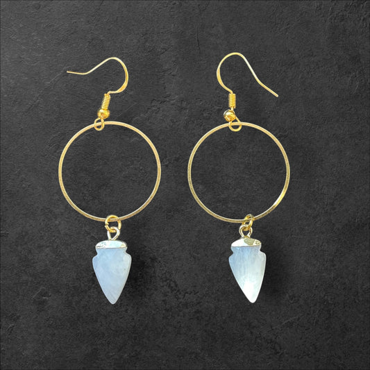 Arrowhead  Moonstone Gold Hoops