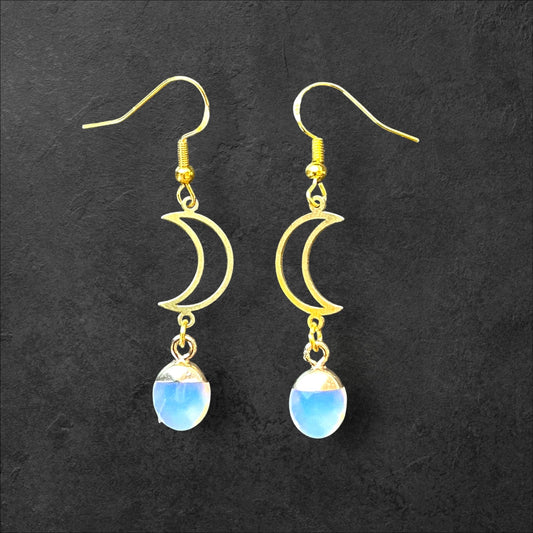 Moon Charm Opal Dangle -Gold