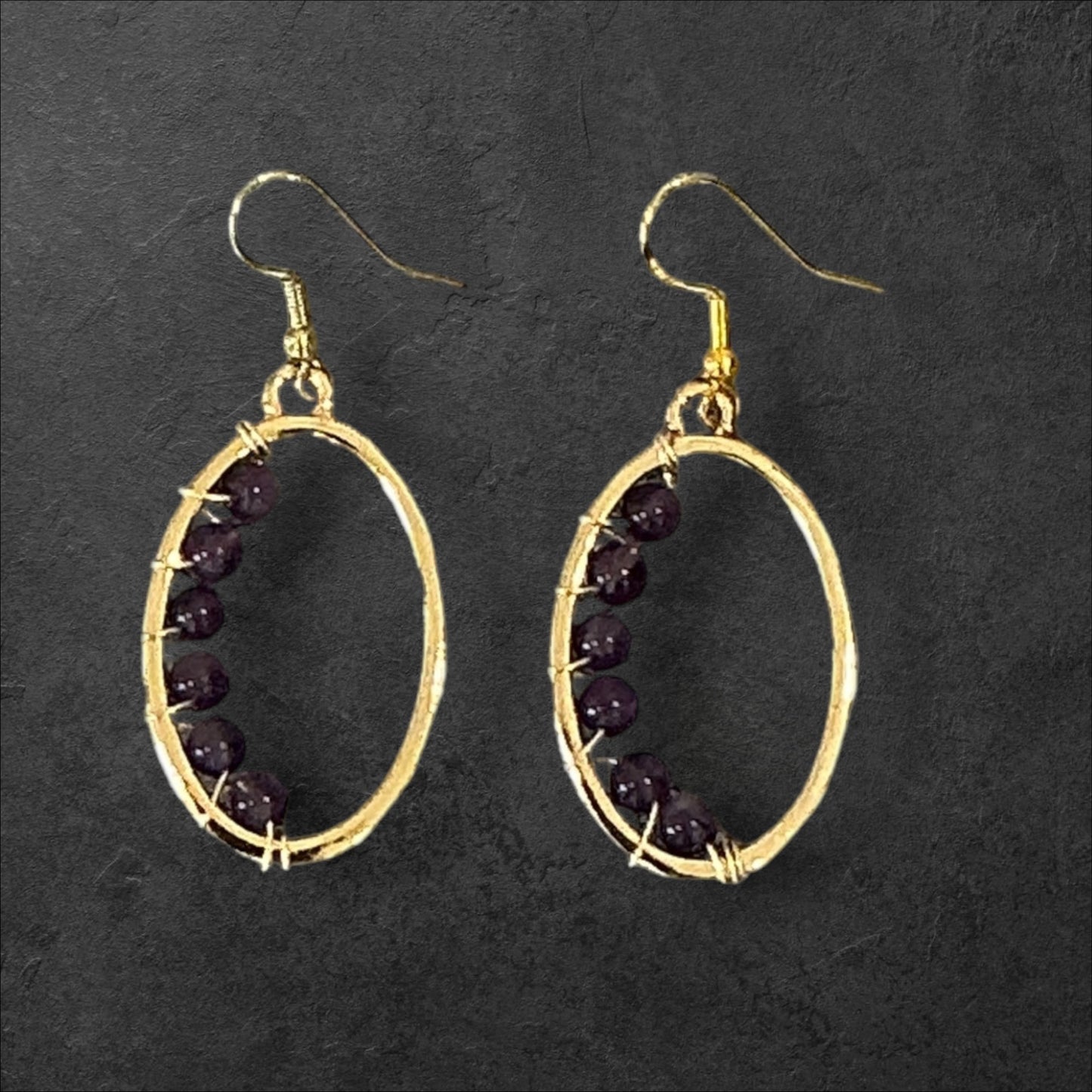 Wire-wrapped Jasper Hoop- Large Gold