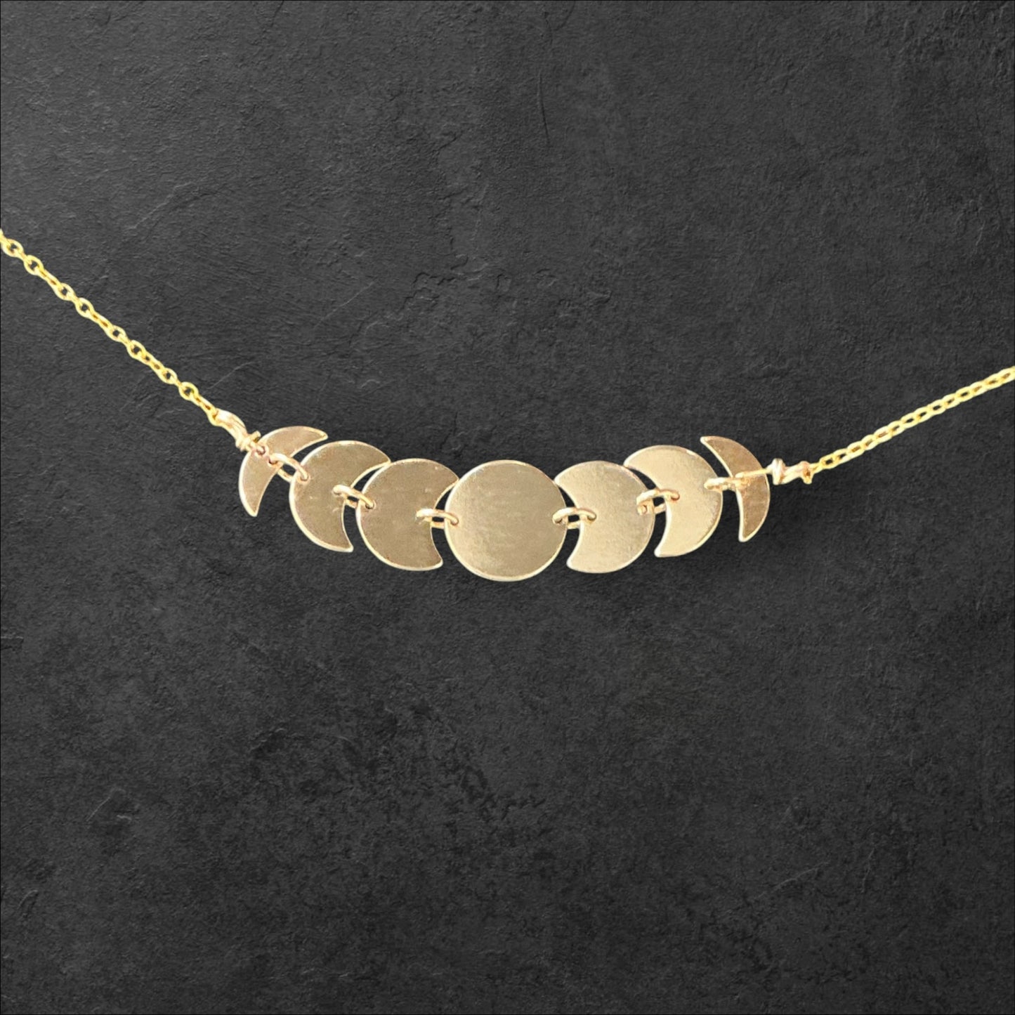 Moon Phase Charm Necklace- Gold