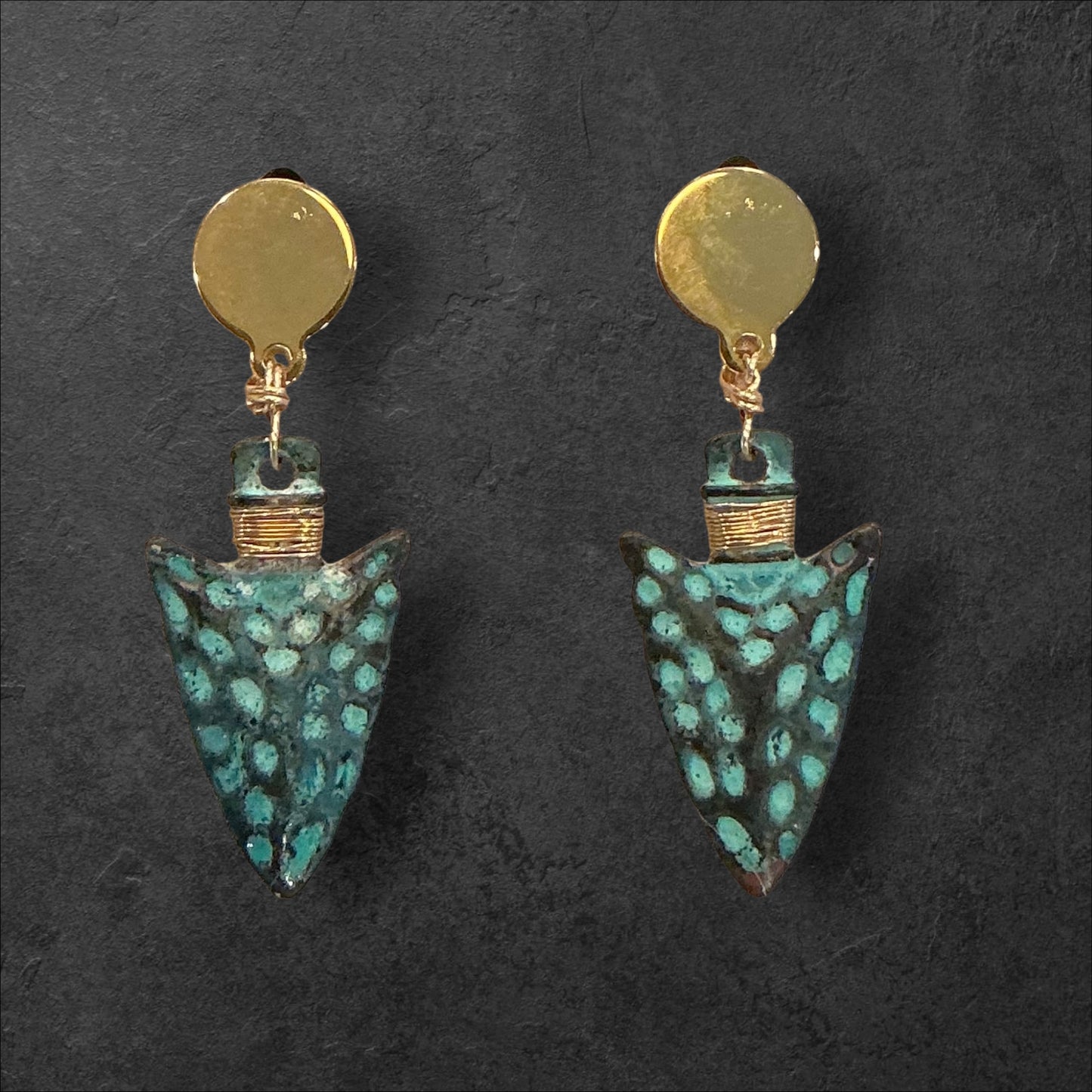 Metal Arrowhead- Teal and Gold
