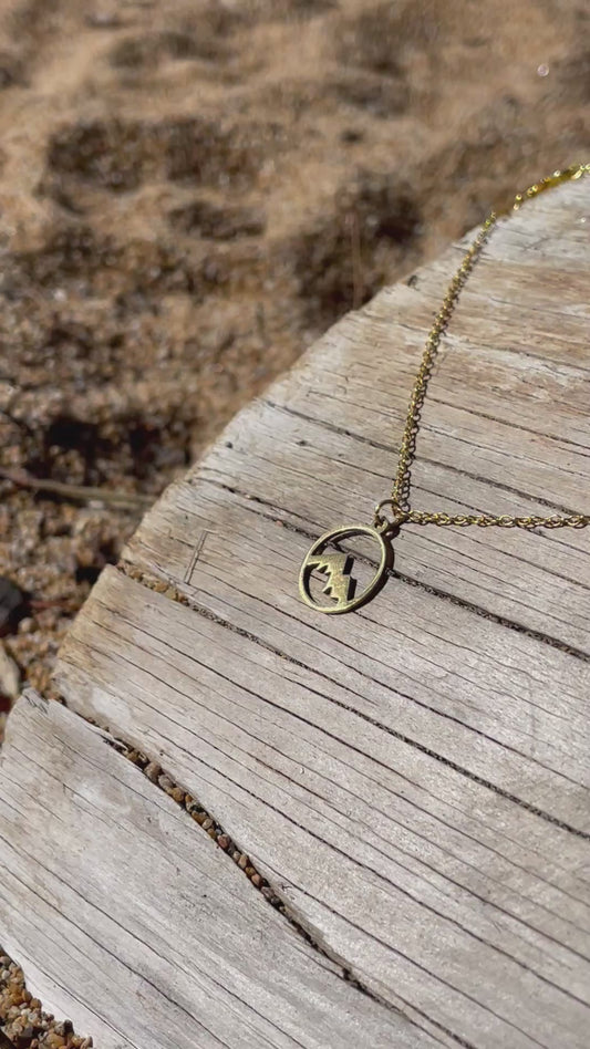 Mountain Peak Charm Necklace- Gold