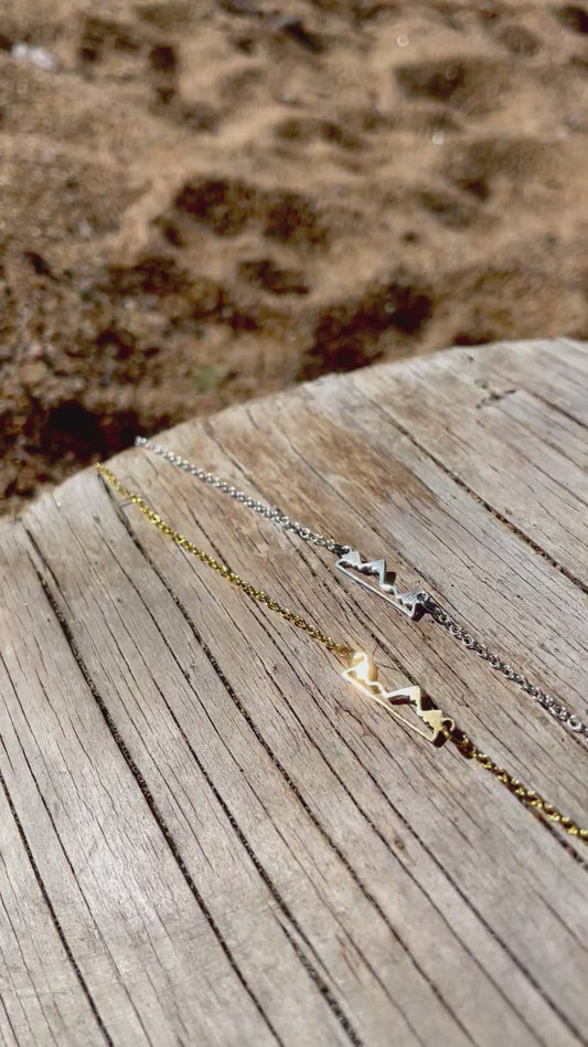 Mountain Range Charm Necklace- Gold