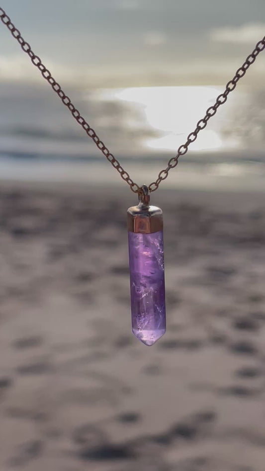 Amethyst Prism Pendant Necklace